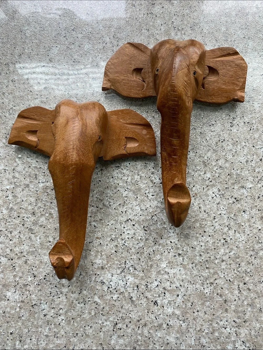 Vintage Hand-Carved Wooden Elephant Hooks
